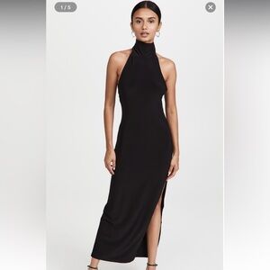 Norma Kamali Halter Turtle Side Slit Gown Size Small
